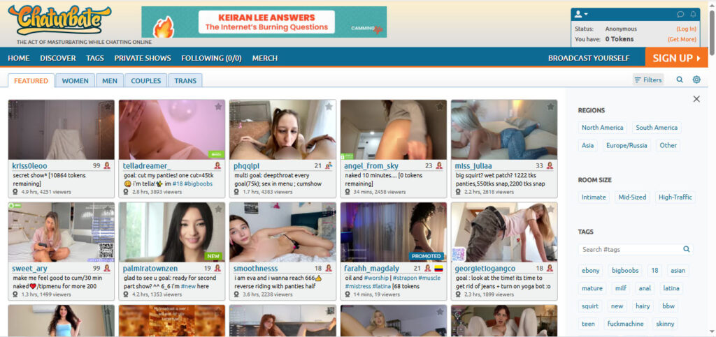 Live cam streaming on Chaturbate platform