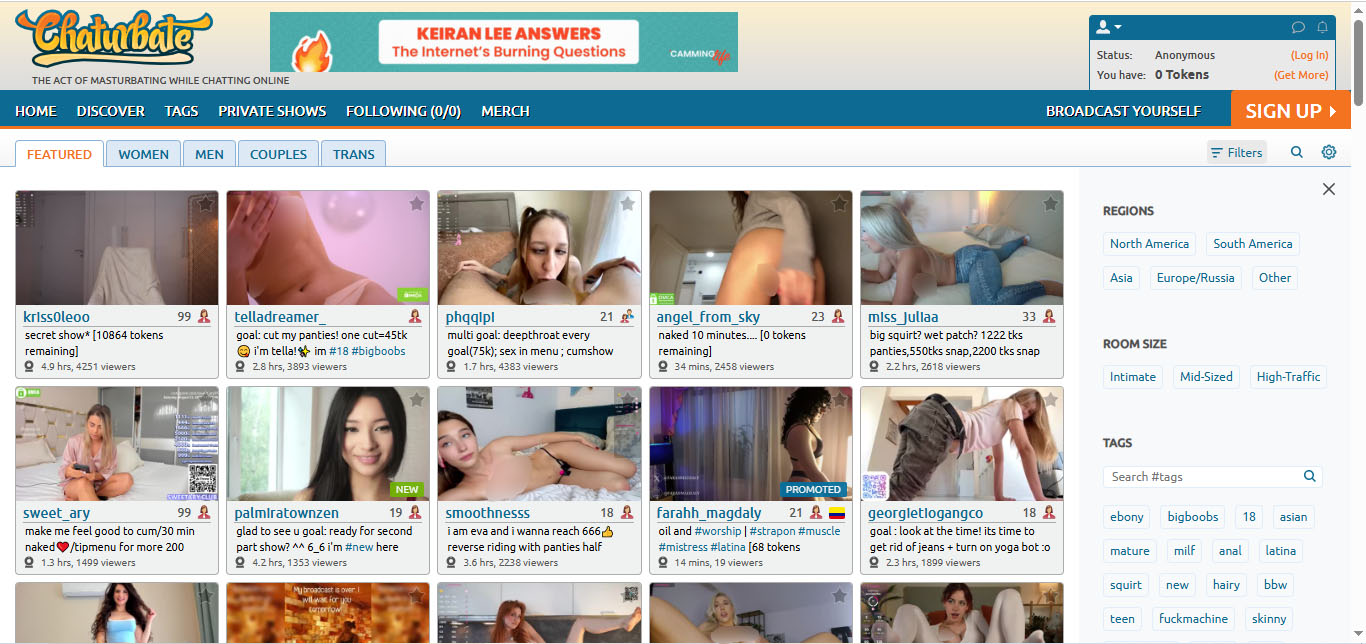 Live cam streaming on Chaturbate platform